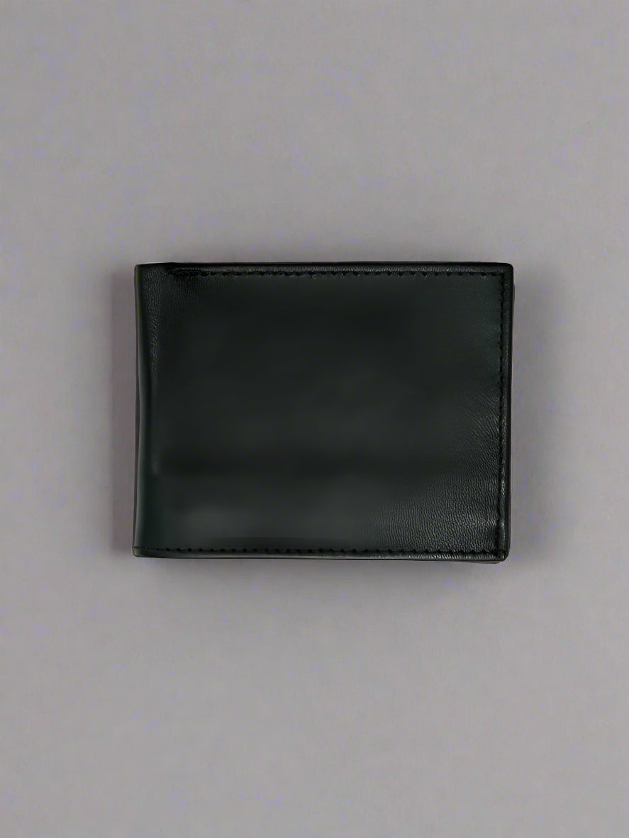 Cow Leather Slim Bi-Fold Wallet for Men – Black