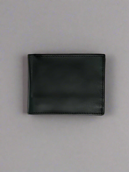 Cow Leather Slim Bi-Fold Wallet for Men – Black